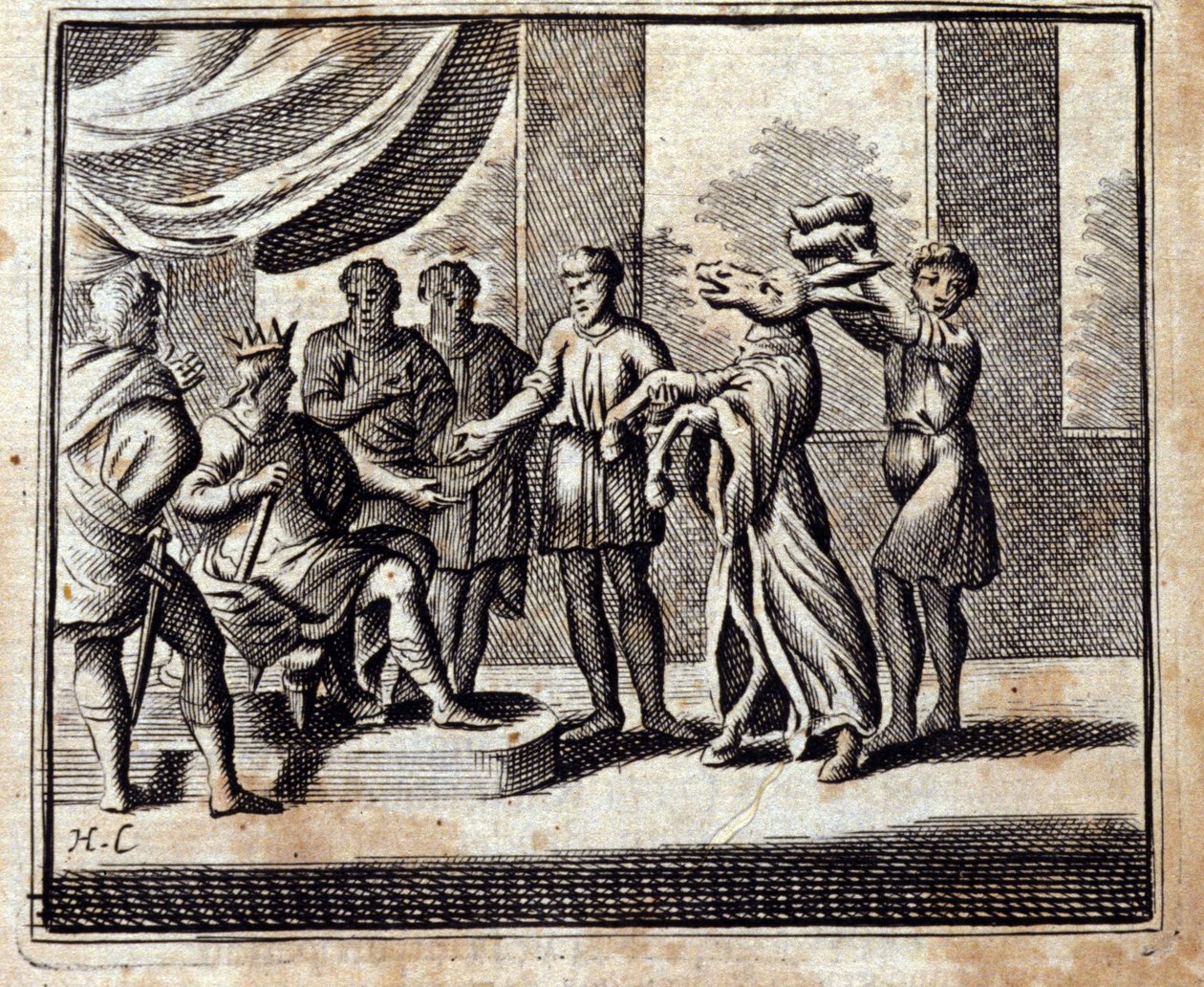 Charlatan. Fabler av Jean de La Fontaine (1621-95). Illustration av François Chauveau (1613-1676). Upplaga från 1728. av Francois Chauveau
