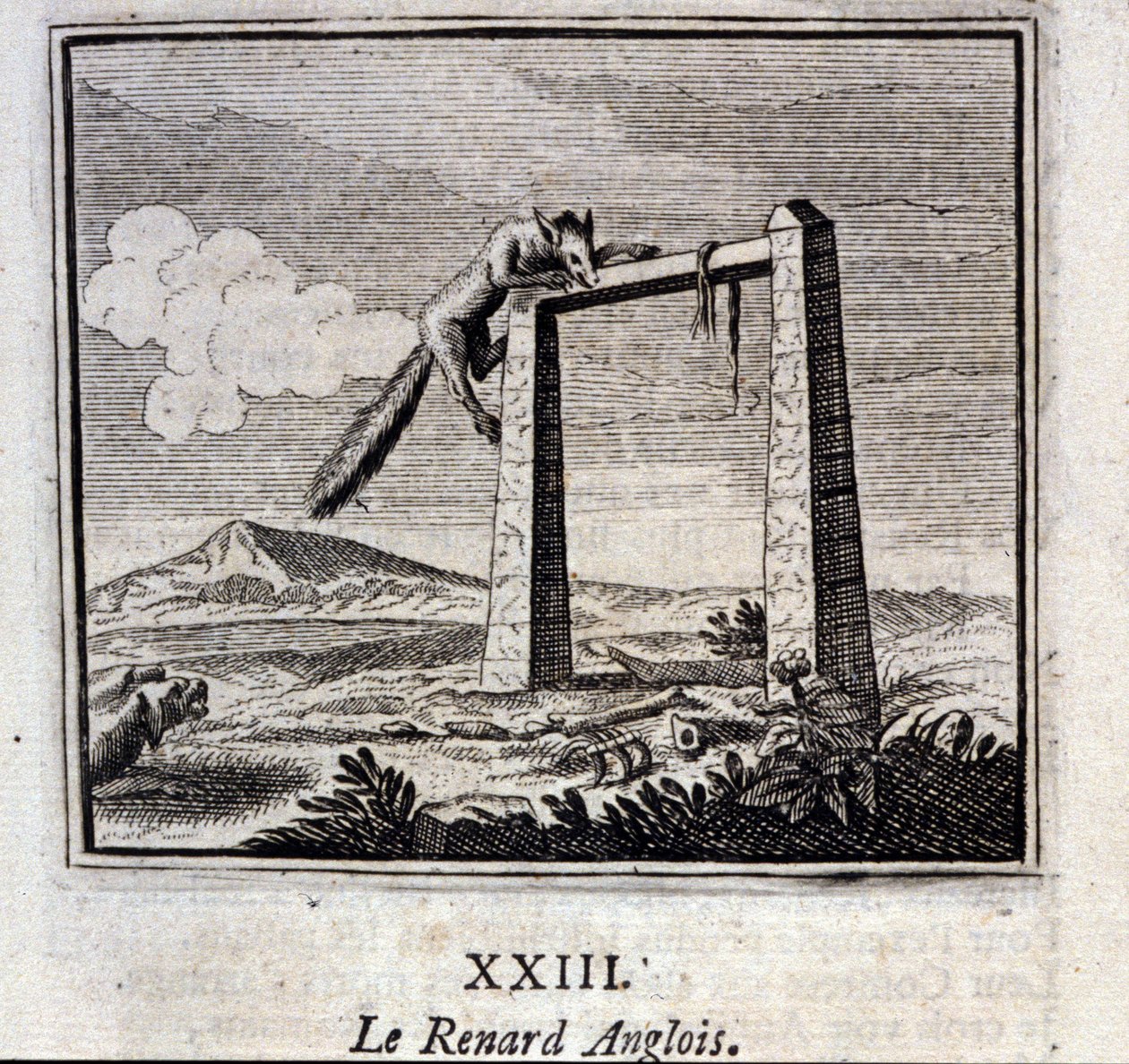 Den engelska räven. Fabler av Jean de La Fontaine (1621-95). Illustration av François Chauveau (1613-1676). Upplaga av 1728. av Francois Chauveau