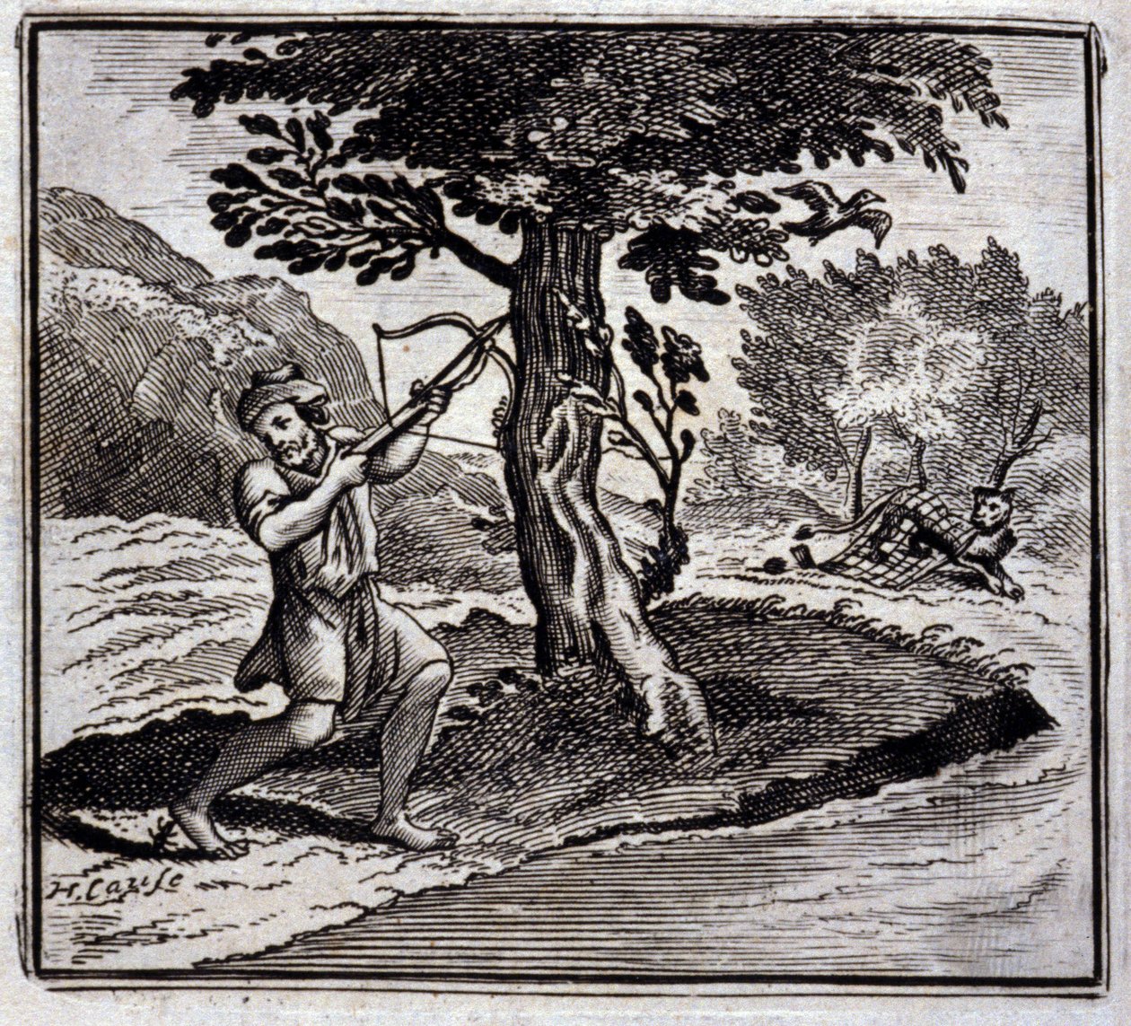 The Lion and the Rat.Fables av Jean de La Fontaine (1621-95). Illustration av Francois Chauveau (1613-1676). Upplaga av 1728. av Francois Chauveau