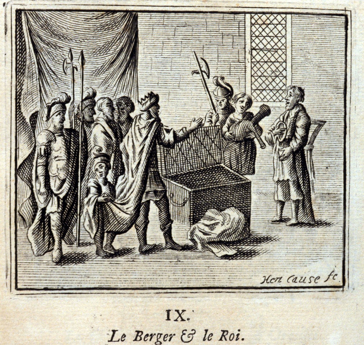 Herden och kungen. Fabler av Jean de La Fontaine (1621-95). Illustration av François Chauveau (1613-1676). Upplaga av 1728. av Francois Chauveau