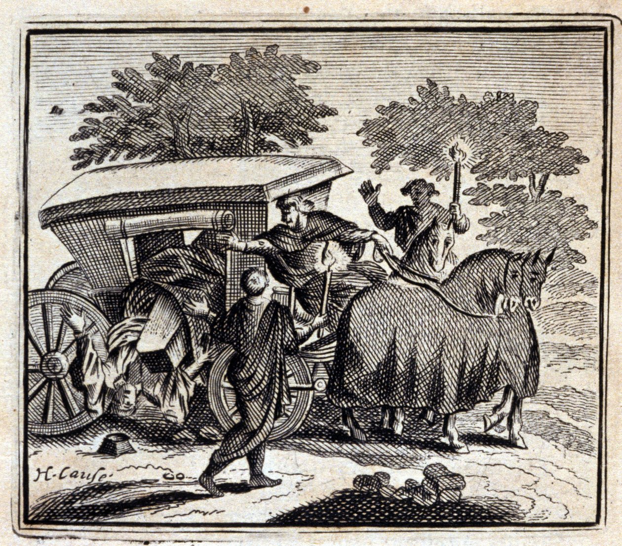 Botemedlet och döden. Fabler av Jean de La Fontaine (1621-95). Illustration av François Chauveau (1613-1676). Upplaga av 1728. av Francois Chauveau