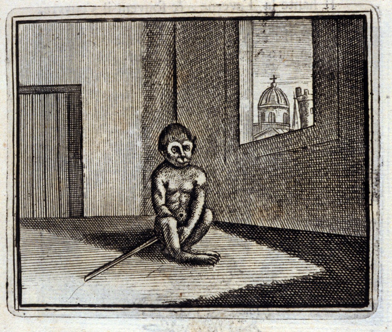 Apan. Fabler av Jean de La Fontaine (1621-95). Illustration av François Chauveau (1613-1676). Upplaga av 1728. av Francois Chauveau