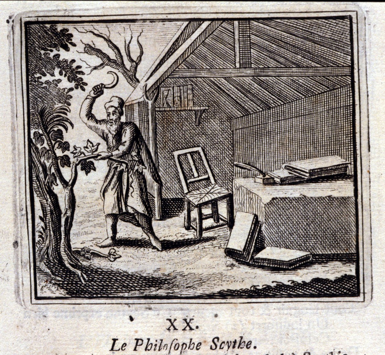 Den filosoferande lie. Fabler av Jean de La Fontaine (1621-95). Illustration av François Chauveau (1613-1676). Upplaga av 1728. av Francois Chauveau