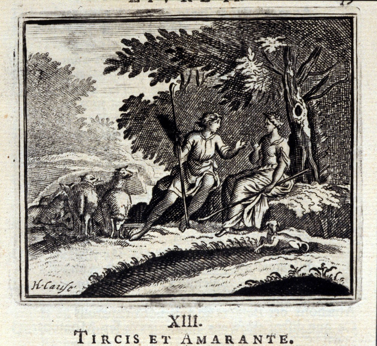 Tircis och Amaranth. Fabler av Jean de La Fontaine (1621-95). Illustration av François Chauveau (1613-1676). Upplaga av 1728. av Francois Chauveau