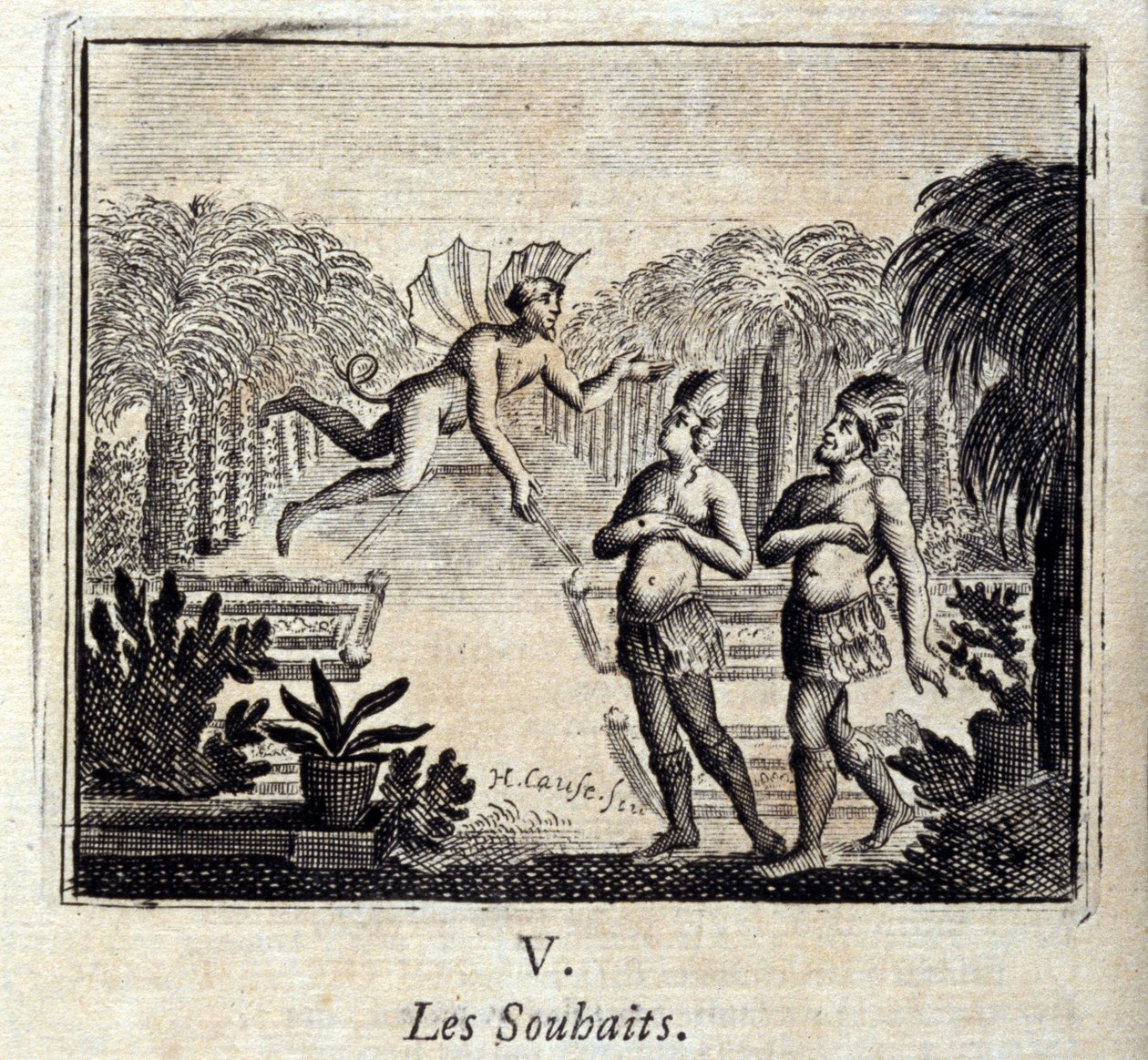Lyckönskningar. Fabler av Jean de La Fontaine (1621-95). Illustration av François Chauveau (1613-1676). Upplaga av 1728. av Francois Chauveau