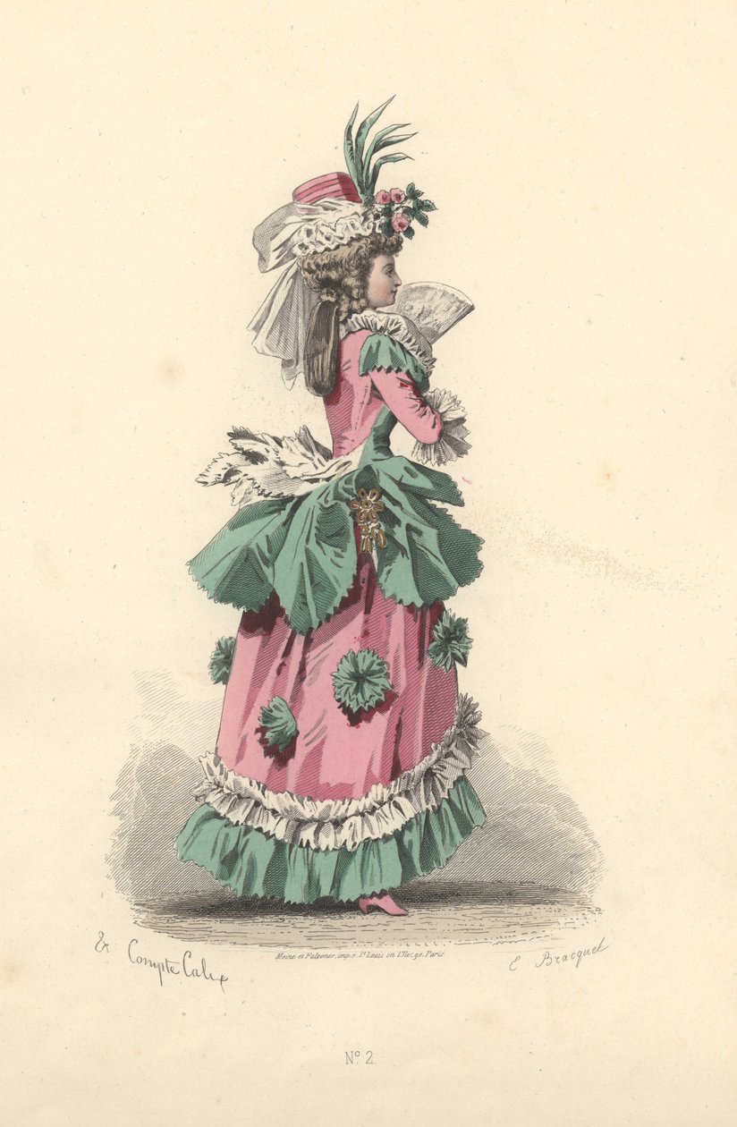 Fashionabla kvinna i klänning med rosetter, era av Marie Antoinette av Francois Claudius Compte Calix