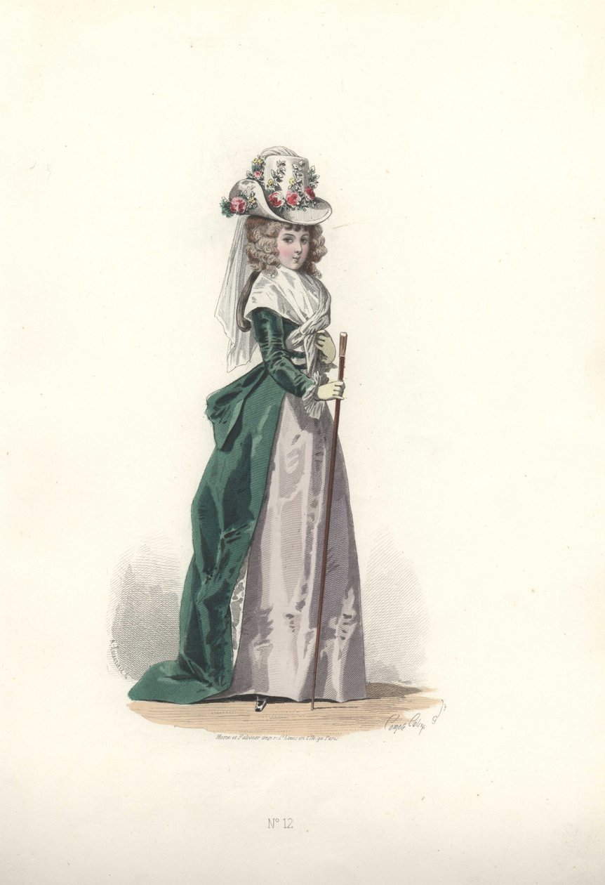 Kvinna i chapeau och redingote, era av Marie Antoinette. av Francois Claudius Compte Calix