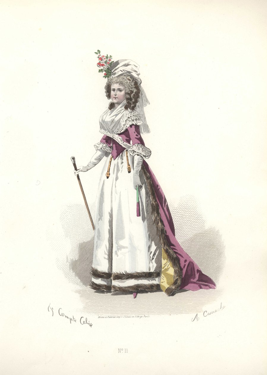 Kvinna i pälsklädd outfit, era av Marie Antoinette. av Francois Claudius Compte Calix