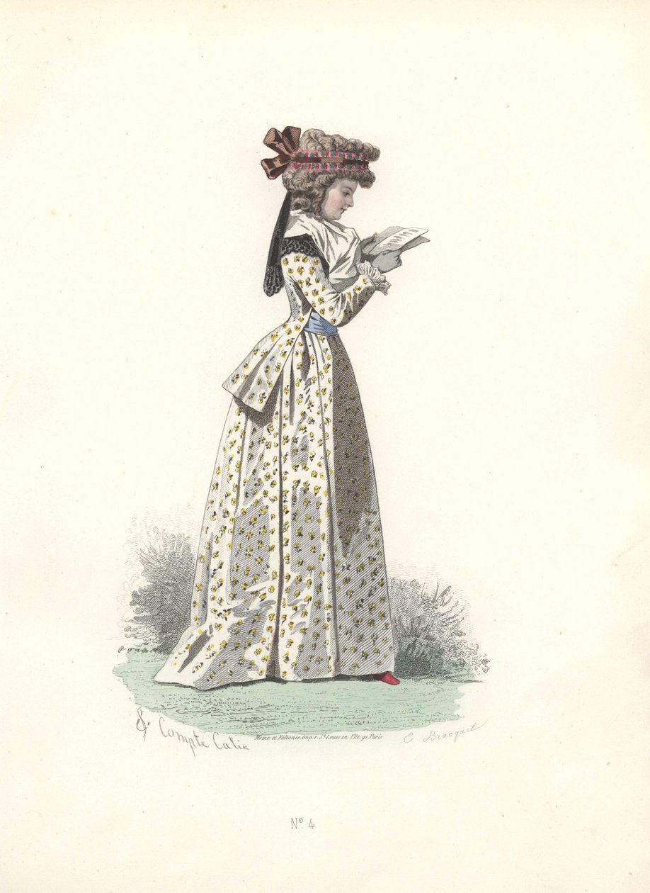 Kvinna som läser en bok, Marie Antoinettes era. av Francois Claudius Compte Calix