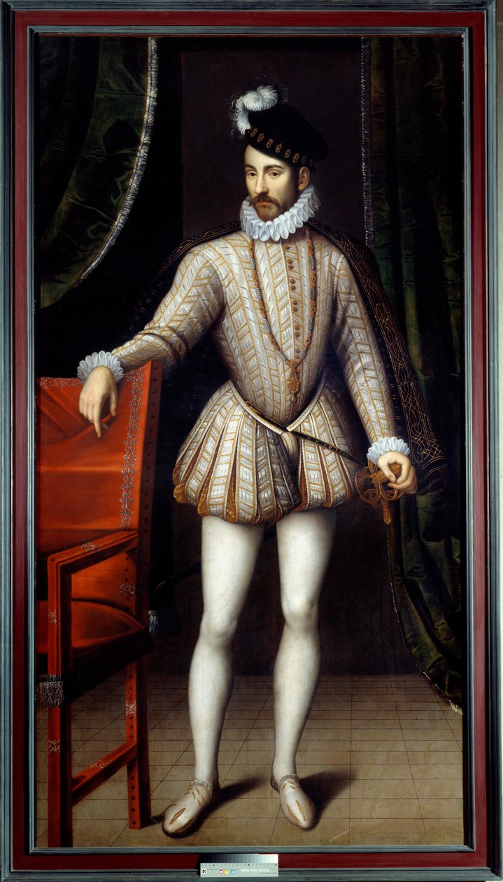 Porträtt till fots av Karl IX (1550 - 1574) kung av Frankrike. Målning av Francois Clouet (1515-1572) av François Clouet