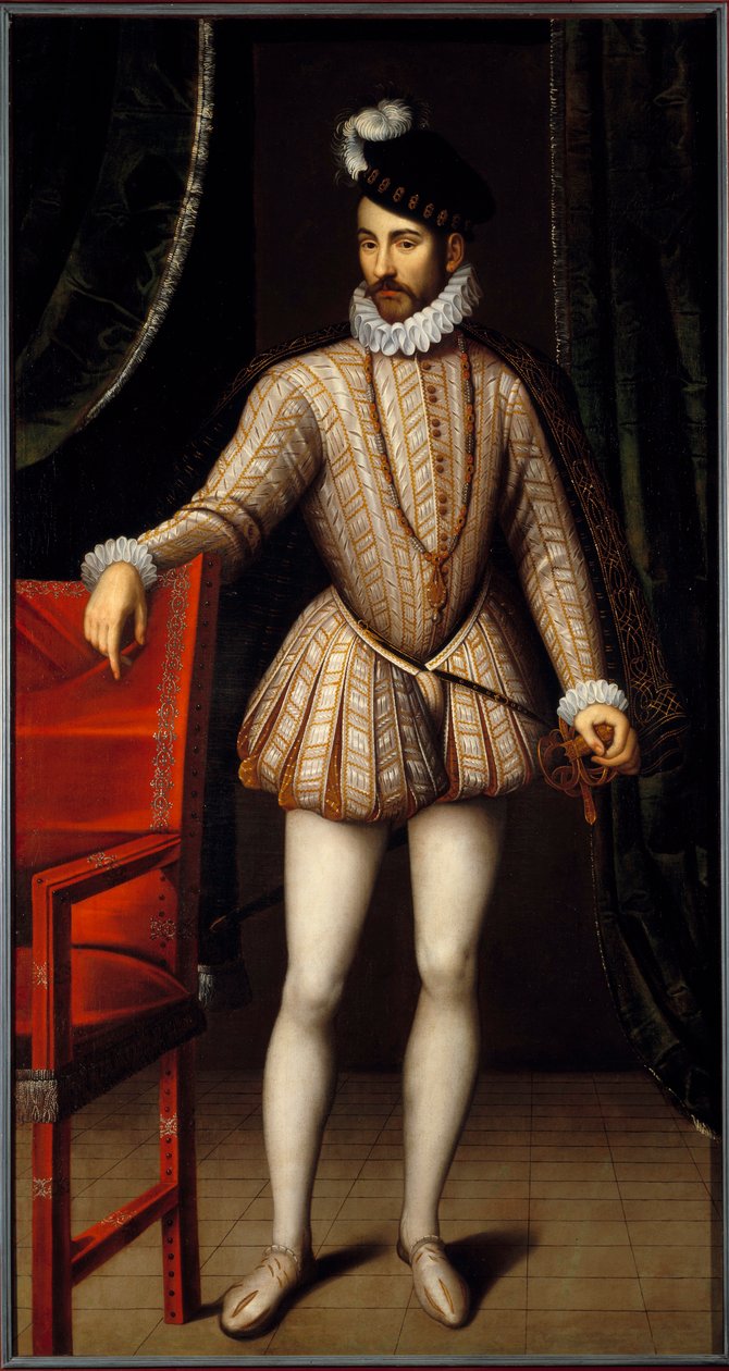 Porträtt till fots av Karl IX (1550 - 1574) kung av Frankrike. Målning av Francois Clouet (1515-1572) av François Clouet