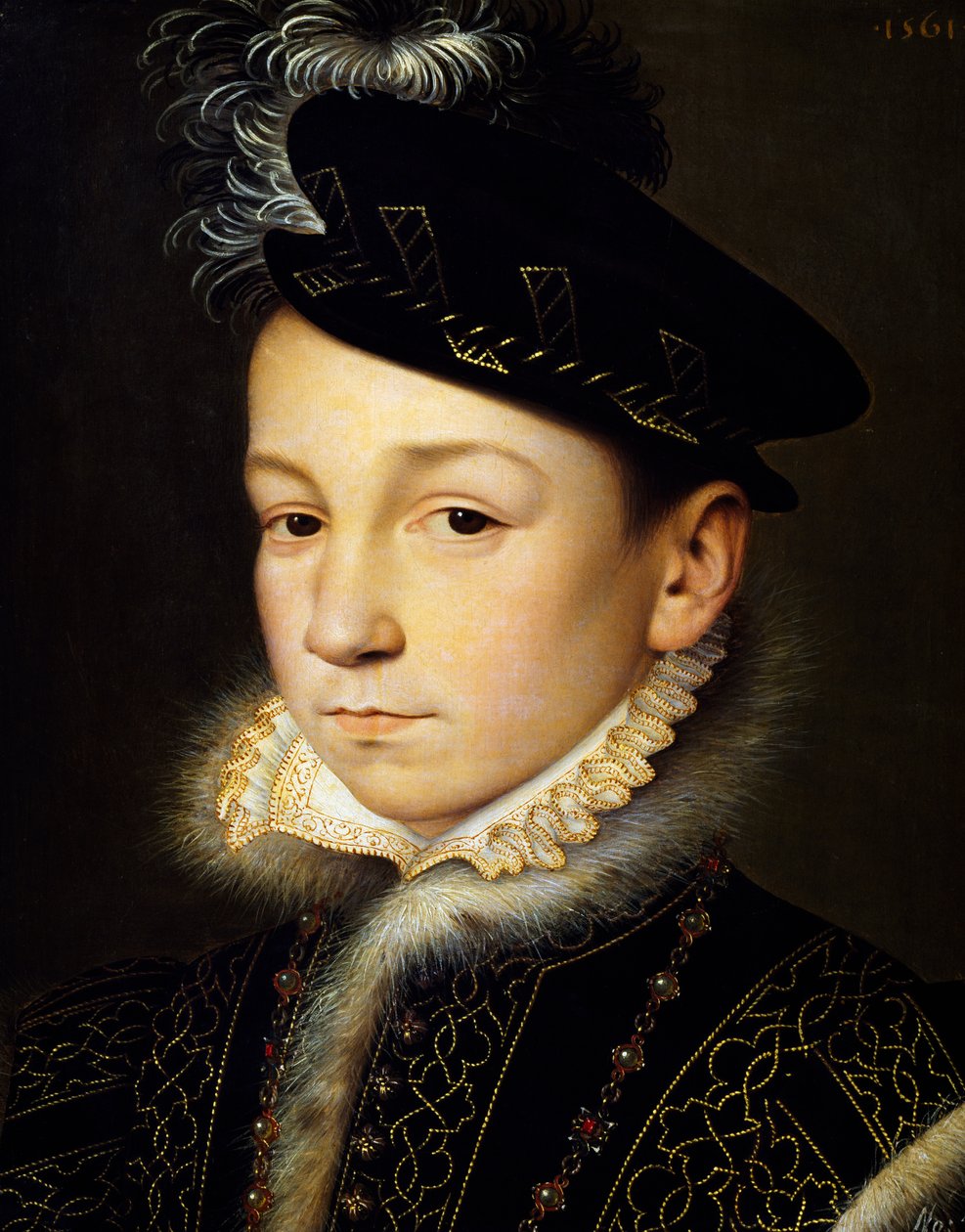 Porträtt av Karl IX av Valois, kung av Frankrike av François Clouet