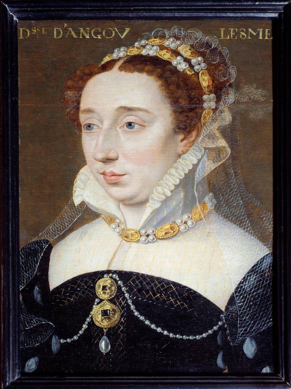 Porträtt av Diane av Frankrike, hertiginna av Angouleme (1538-1619), legitimerad dotter till Henri IV Målning av Francois Clouet (1515-1572) 1500-talets sön. 0,31x0,23 m Paris, Musee Carnavalet av François Clouet