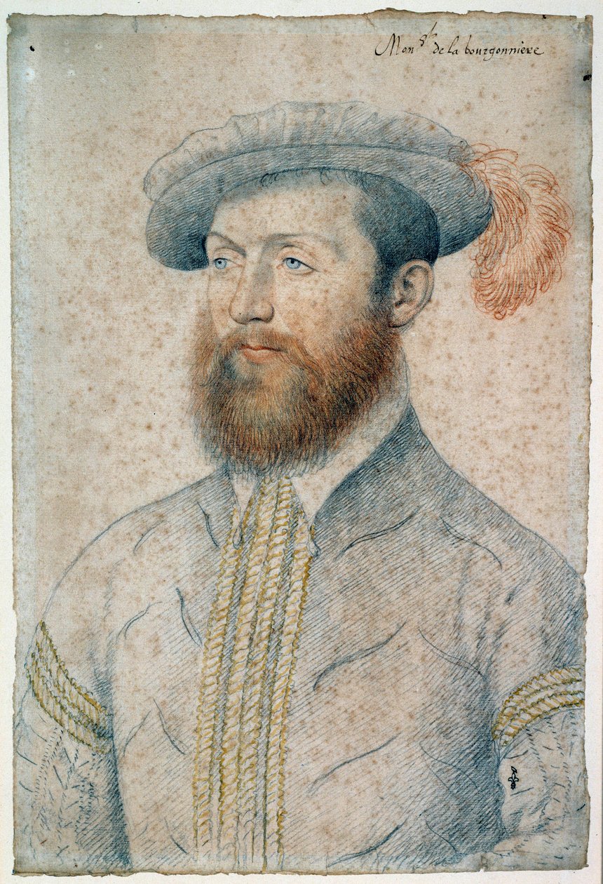 Porträtt av Jean Du Plessis, herre över Bourgonnièren (1525 - 1594). Att rita ett blod och en svart sten av Francois Clouet (1515-1572) av François Clouet