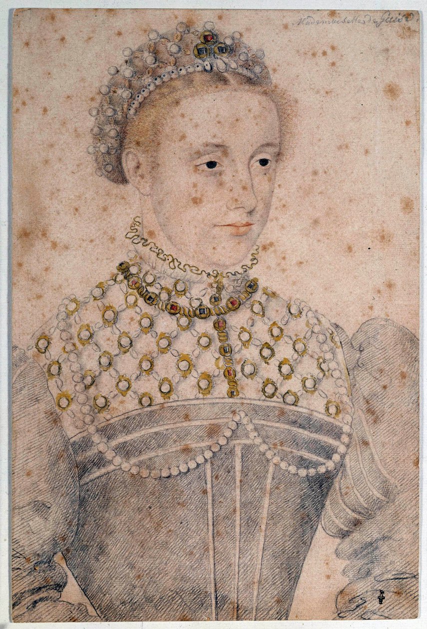 Porträtt av Marie Stuart ung (1542-1587) drottning av Frankrike och Skottland Blyertsteckning av Francois Clouet (1515-1572). 1500-talet. Chantilly, Conde Museum av François Clouet