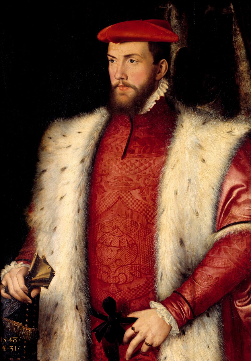Porträtt av Odet de Coligny (1517-1571) Kardinal de Chatillon Målning av Francois Clouet (1515-1572) 1500-talet sön. 0,94x0,73 m Chantilly, Musee Conde av François Clouet