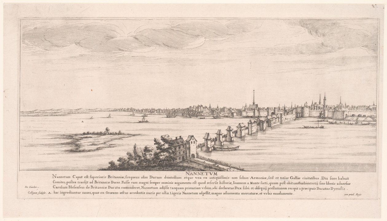 Utsikt över Nantes Nannetum (titel på objekt) Flodlandskap i Frankrike (serietitel) av Francois Collignon