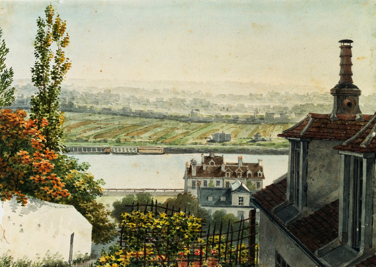 En utsikt över floden Seine från Saint Clouds höjder, 1791 av Francois Debret