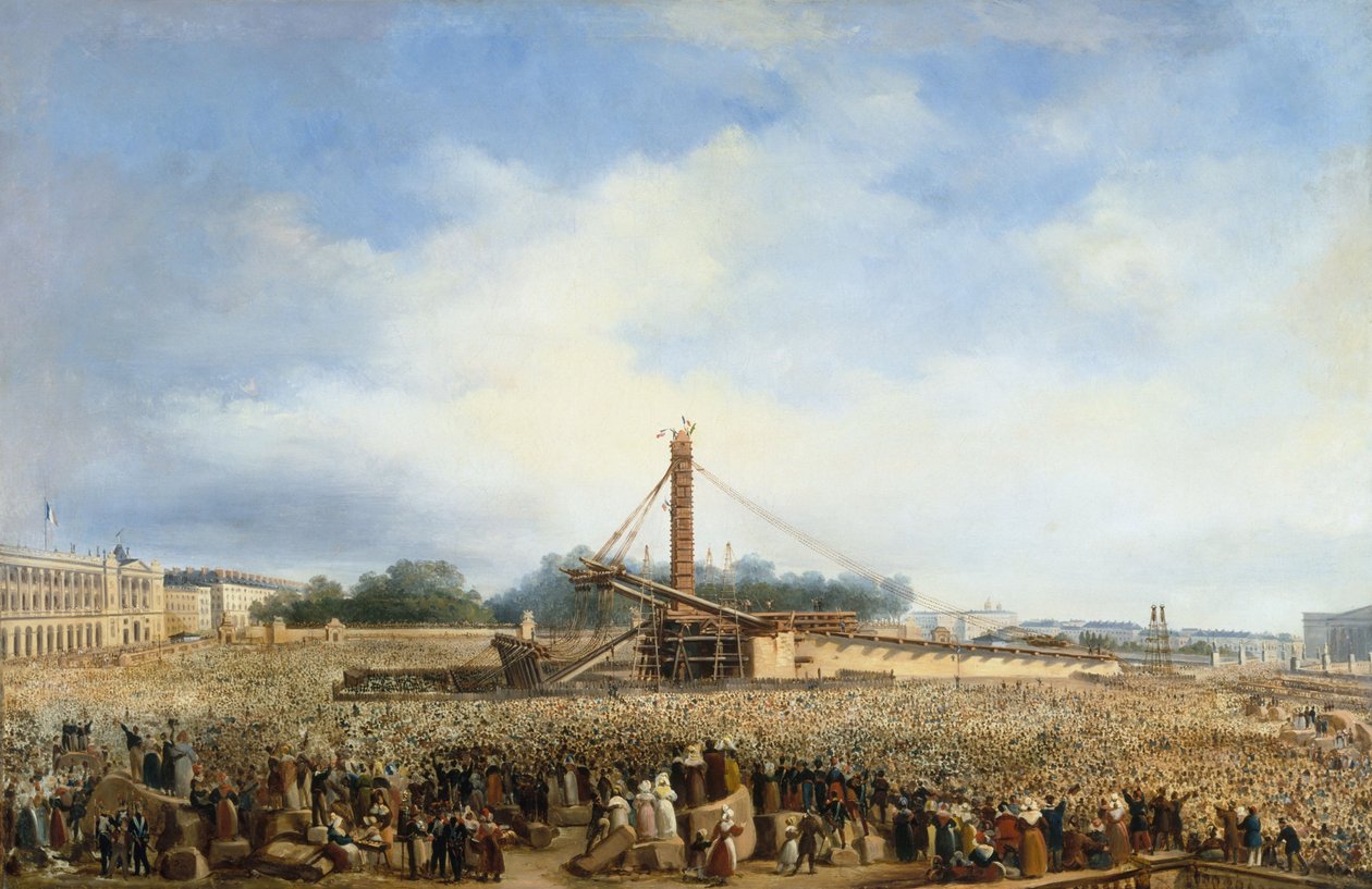 Uppförande av Louqsor-obelisken på Place de la Concorde, 25 oktober av Francois Dubois