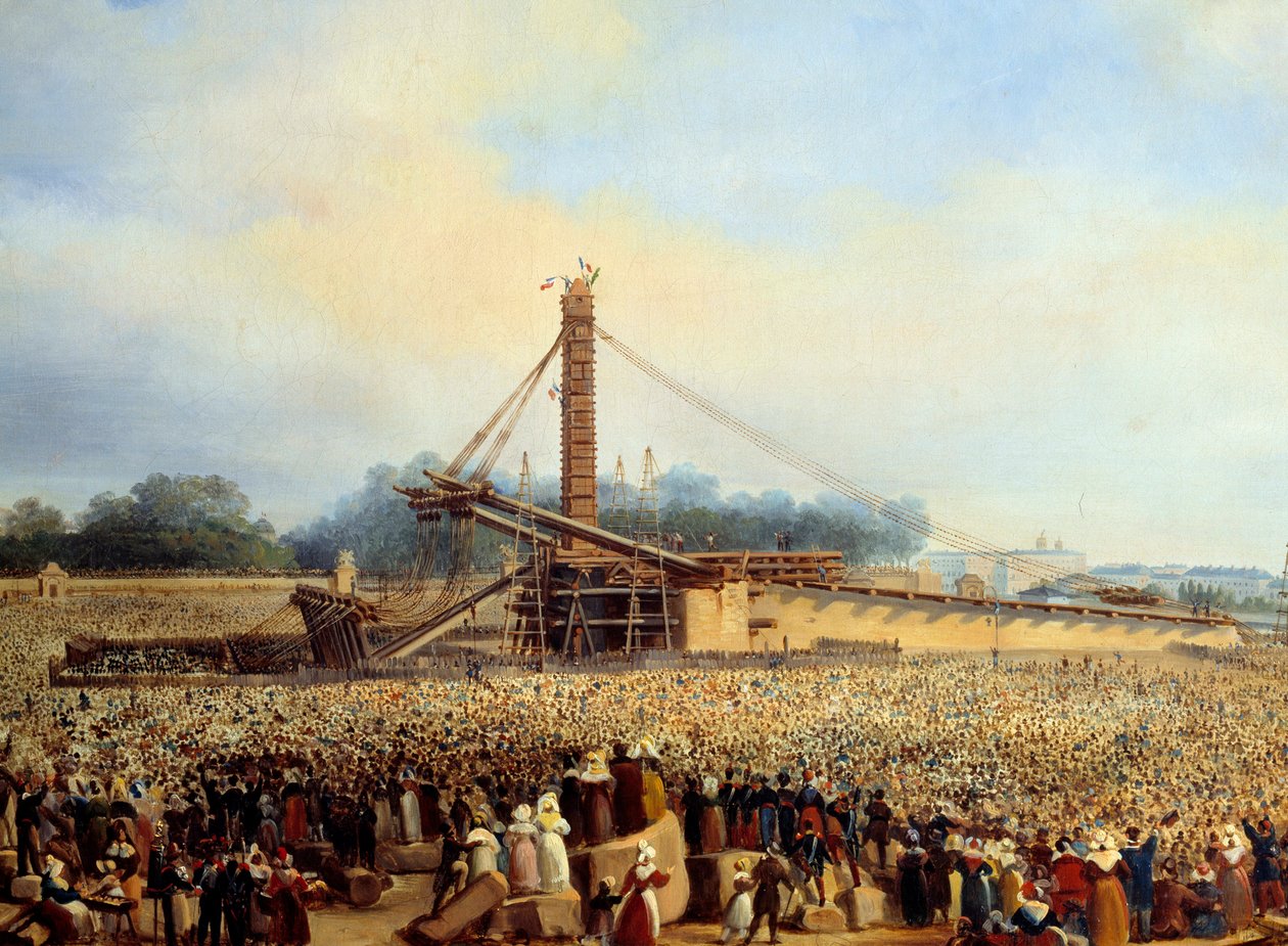 Uppförande av obelisken i Luxor place de la concorde (25 oktober av Francois Dubois