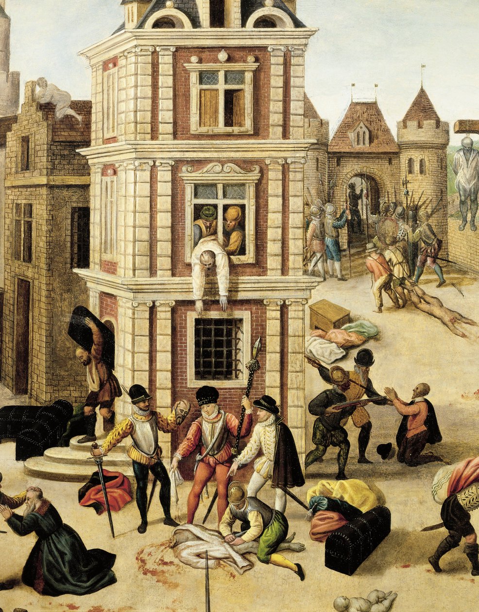 Schweiz, Lausanne, St Bartholomews natt, närbild av Francois Dubois
