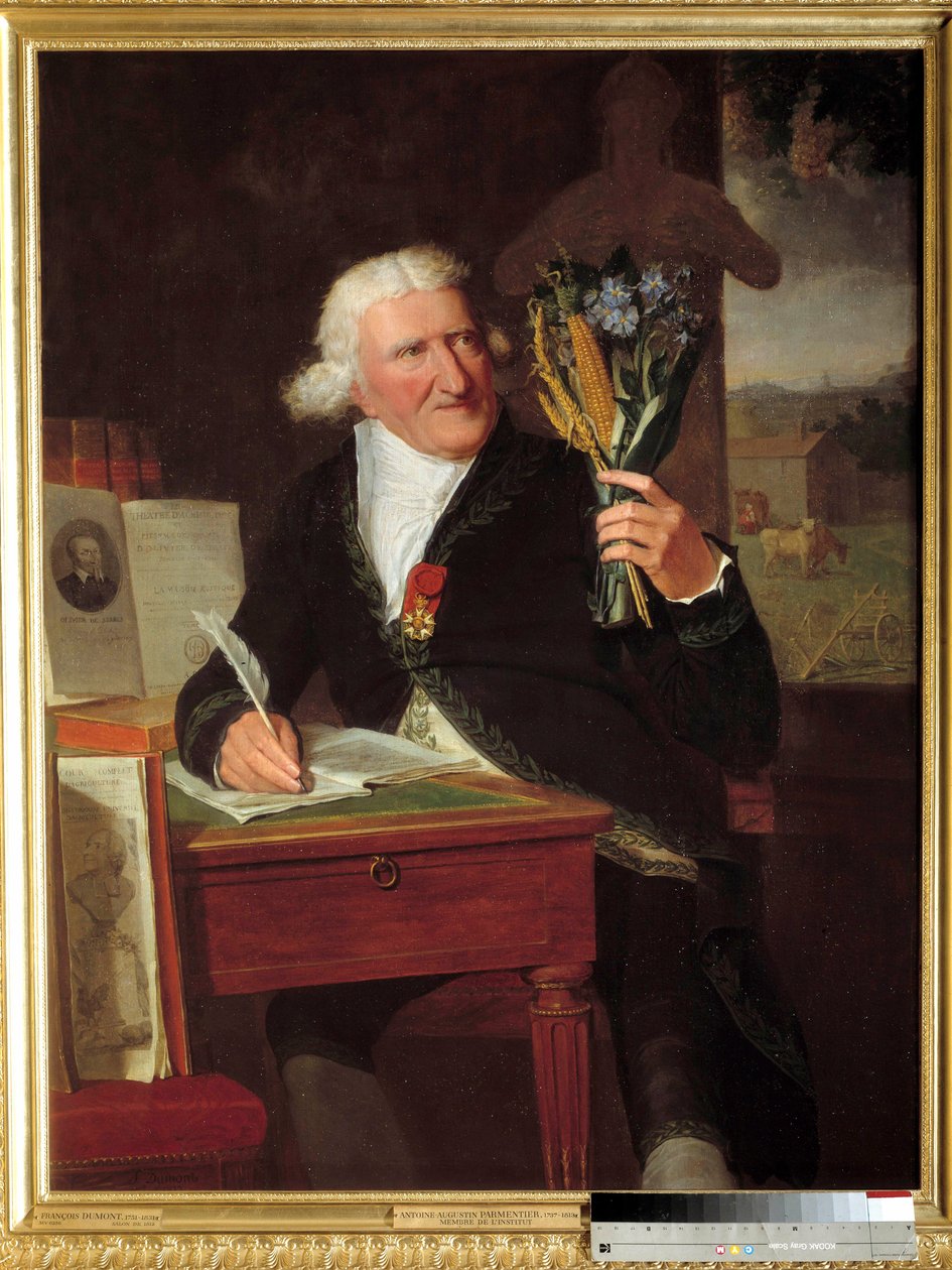 Porträtt av Antoine Augustin, baron Parmentier (1737-1813) representativ agronom som bär hederslegionen. Målning av Francois Dumont l