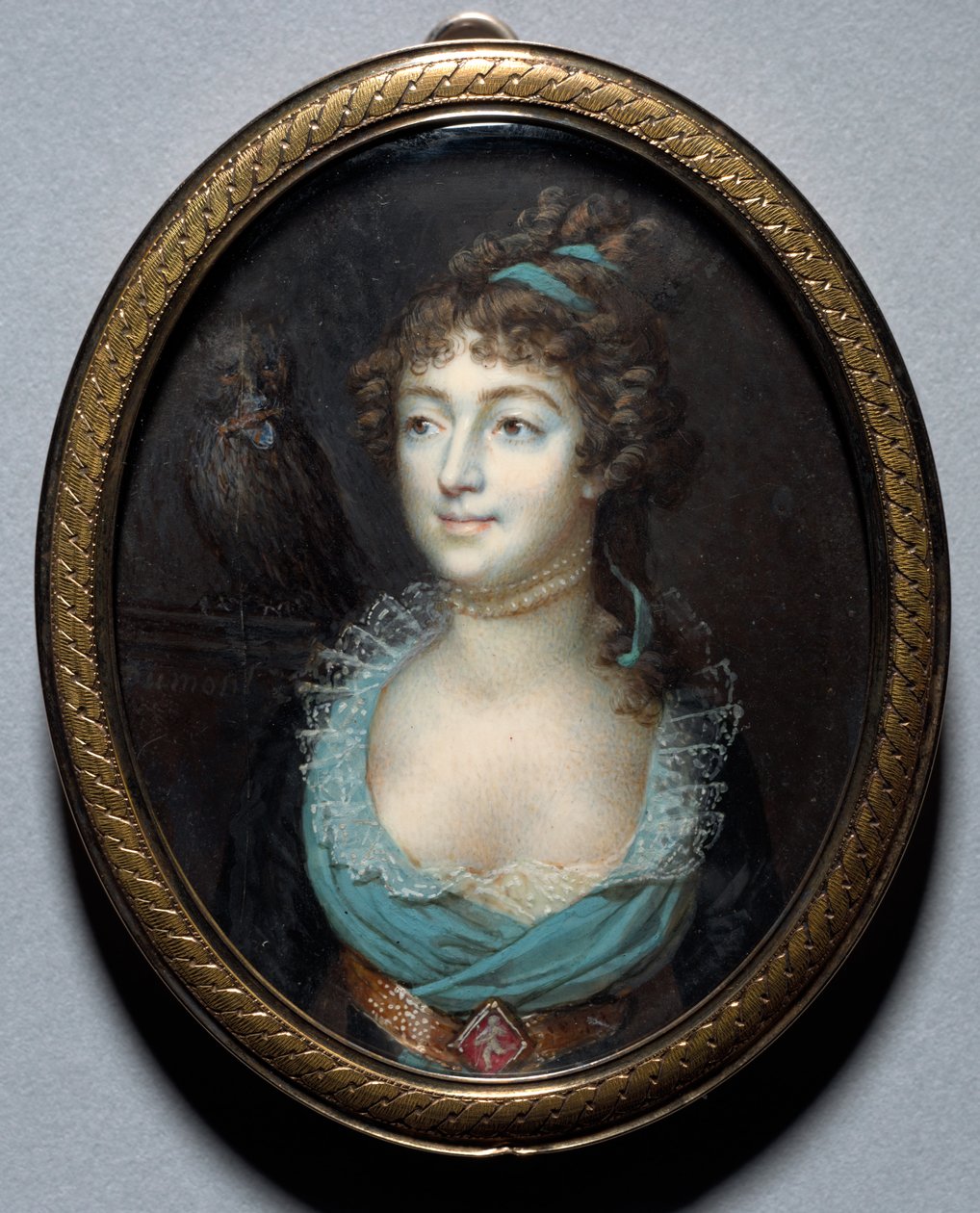 Porträtt av Mademoiselle Marie-Anne Adelaide Le Normand, ca. 1793. av Francois Dumont