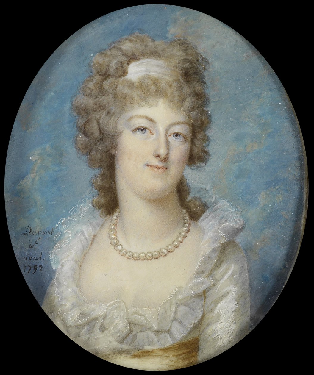 Porträtt av drottning Marie Antoinette med ett pärlhalsband, 1792 av Francois Dumont