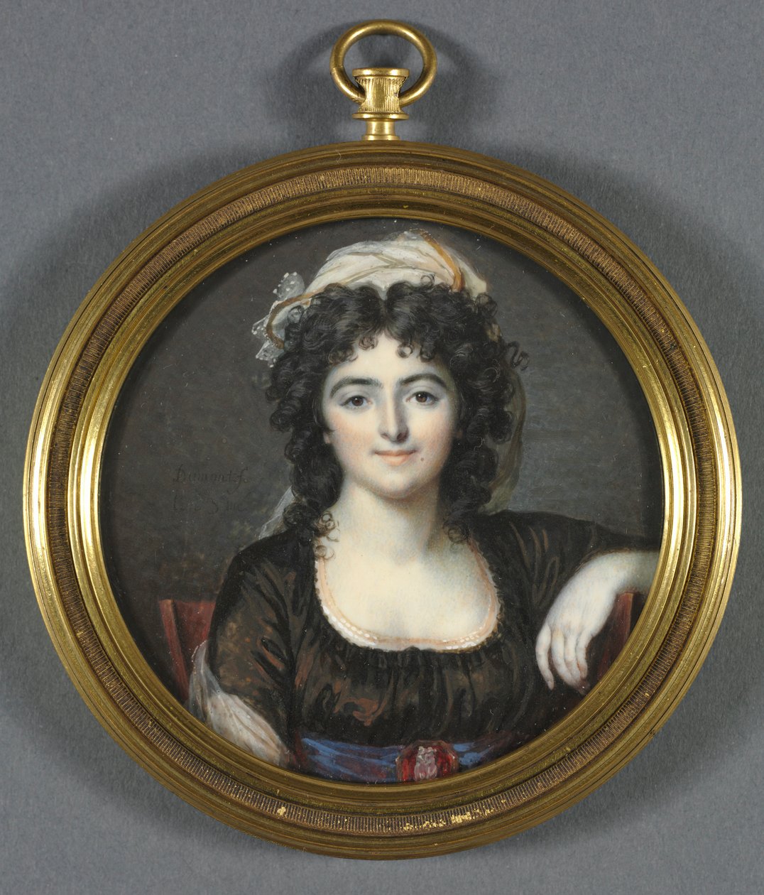 Porträtt av en kvinna i en brun klänning, 1795. av Francois Dumont