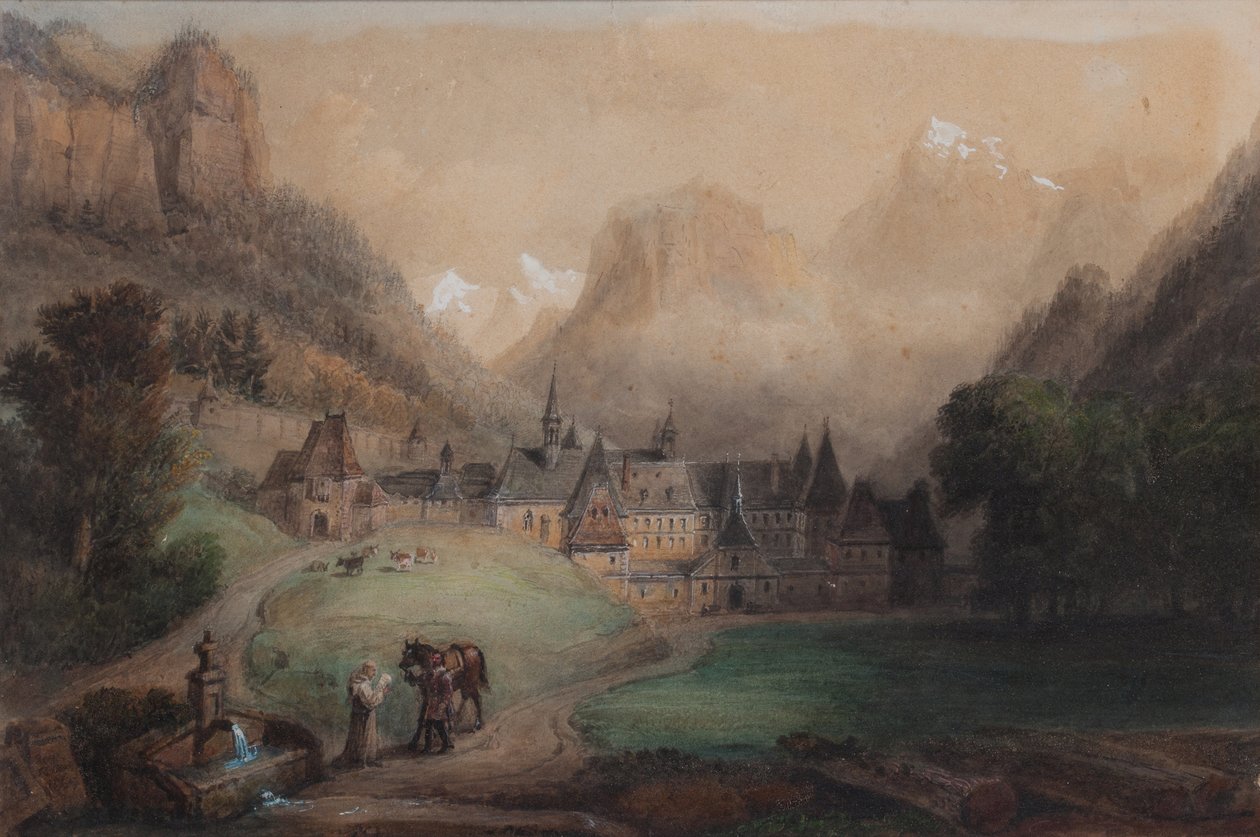 La Grande Chartreuse 1869 (Akvarell på papper) av Francois Edme Ricois
