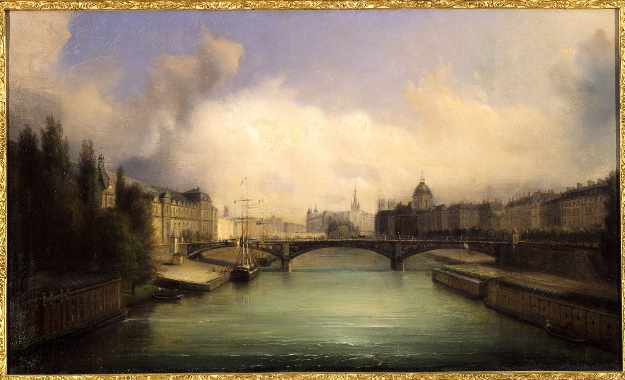 Seine och Ile de la Cité, utsikt från Pont Royal av Francois Edme Ricois