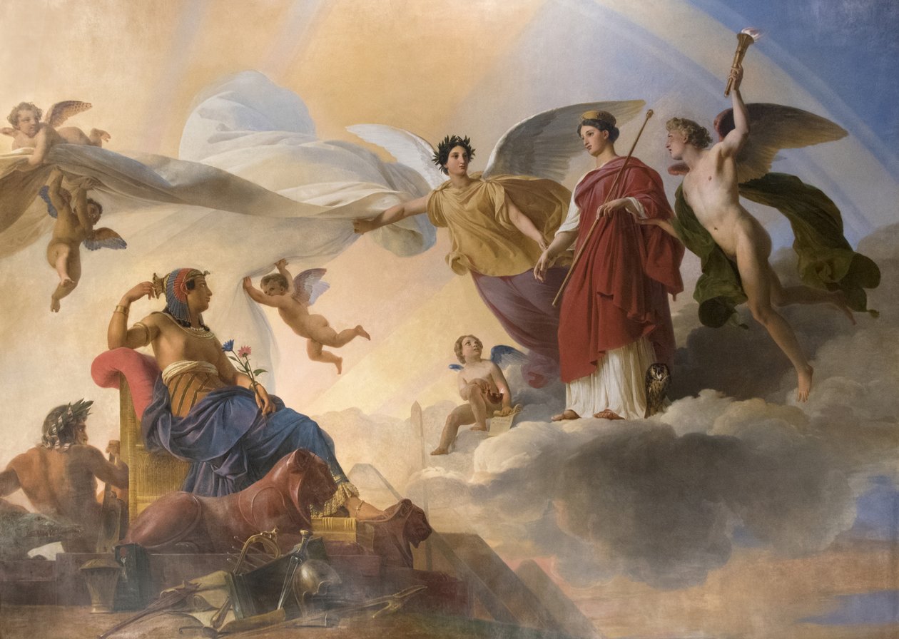 Studien och Genia ägnar det antika Egypten åt Grekland av Francois Edouard Picot
