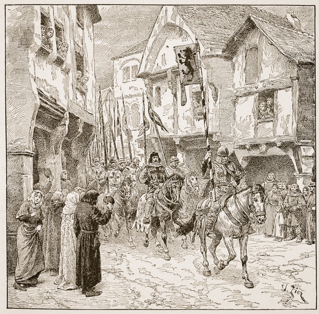 Hertig Roberts avresa till det heliga landet, illustration från "The Church of England: A History for the People" av H.D.M. Spence-Jones, pub. ca 1910 (sepiafoto). av Francois Edouard Zier