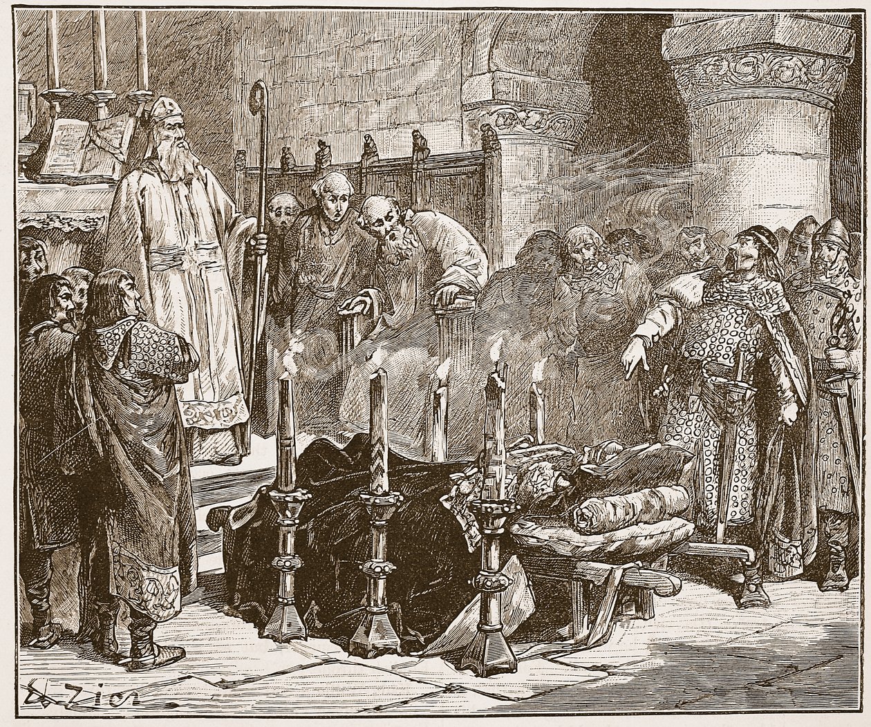 Fitz-Arthur förbjuder begravningen av William, illustration från "Cassell