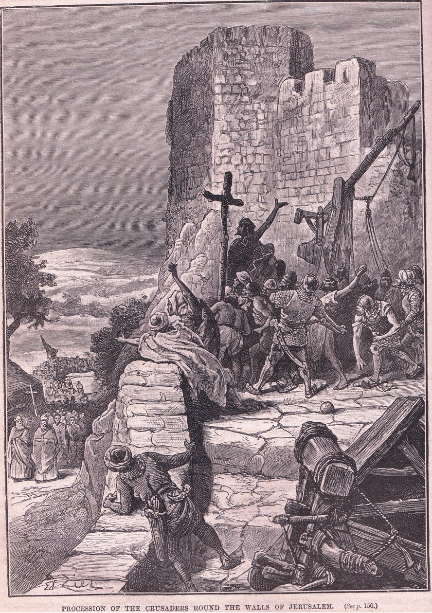 Procession av korsfararna runt Jerusalems murar 1097 e.Kr av Francois Edouard Zier