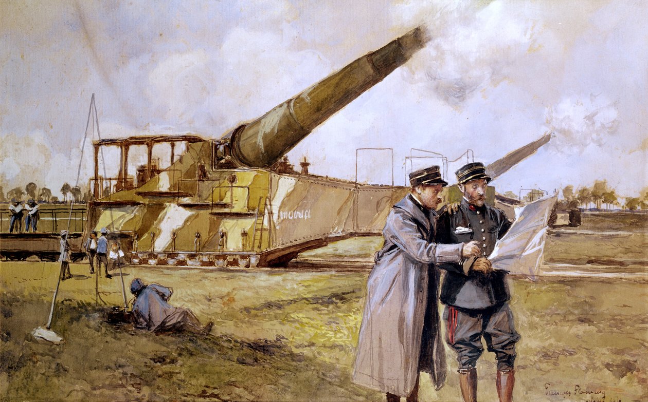 Tungt artilleri på järnvägen, oktober 1916 av Francois Flameng