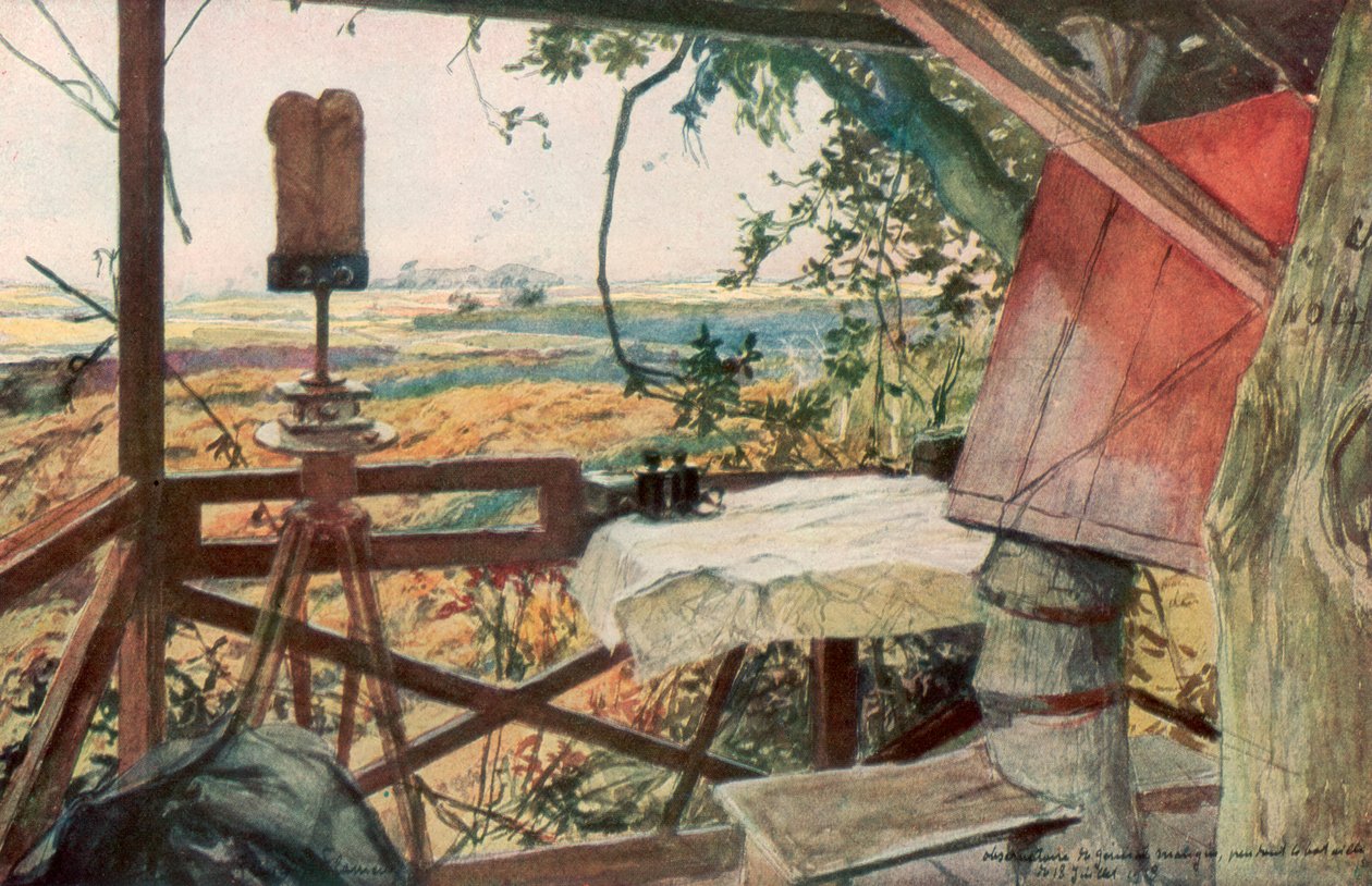 General Mangins observationspost, 18 juli 1918, Villers-Cotterets, Aisne, Frankrike, 1926. av Francois Flameng