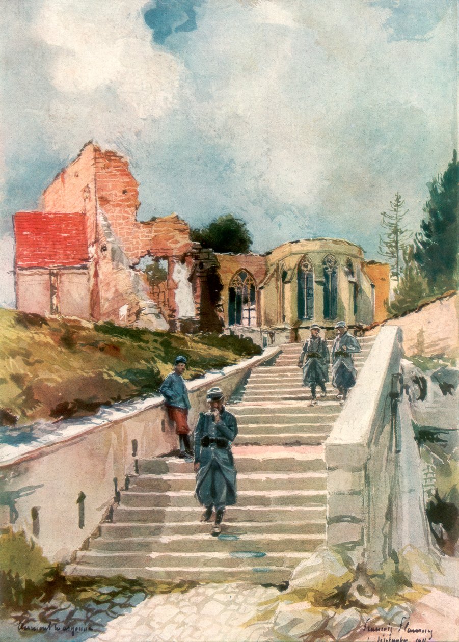 Kyrkan i Clermont-en-Argonne, Frankrike, 1915, 1926. av Francois Flameng