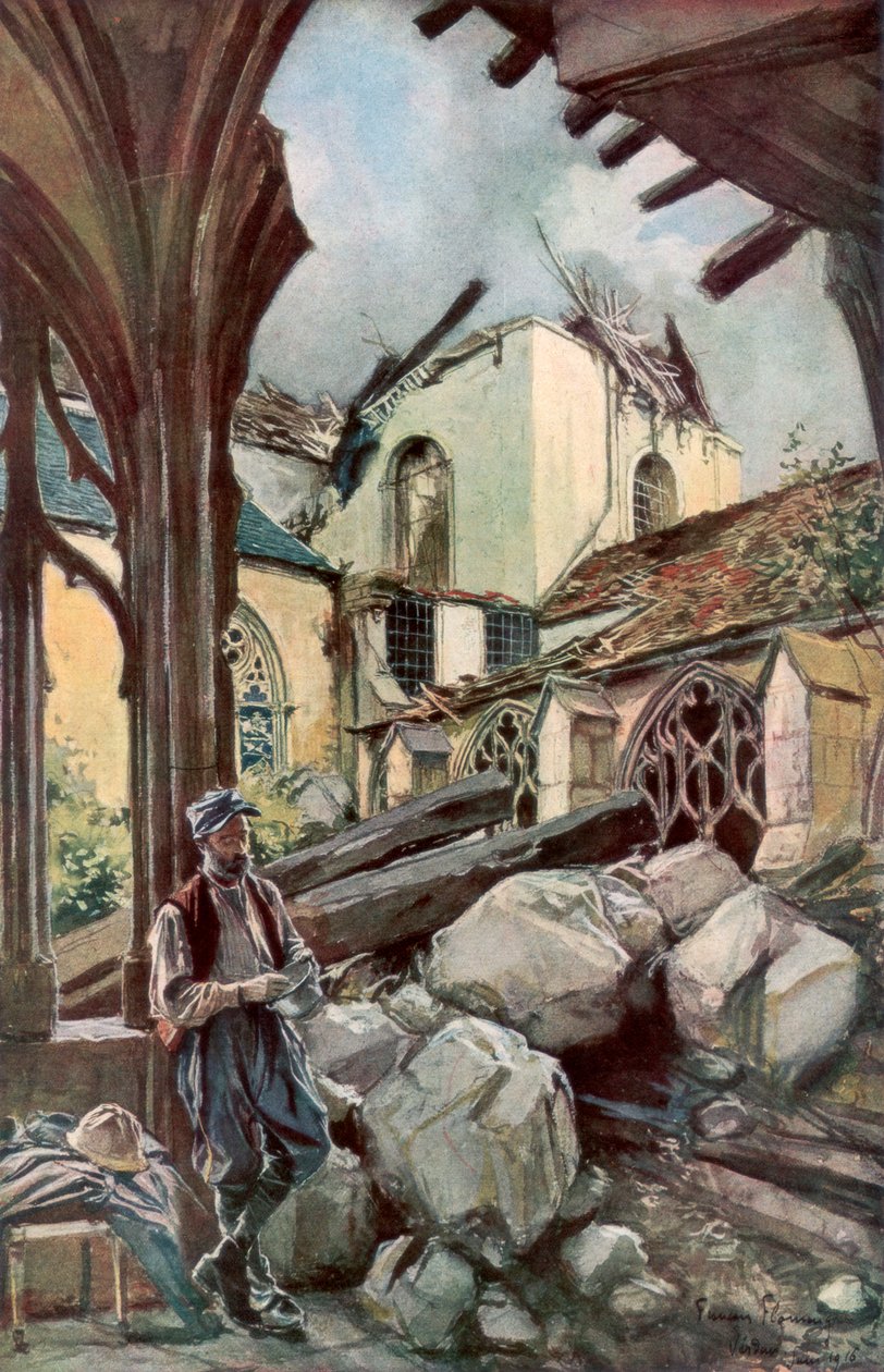 Klostret och katedralen i Verdun, Frankrike, juni 1916, 1926. av Francois Flameng