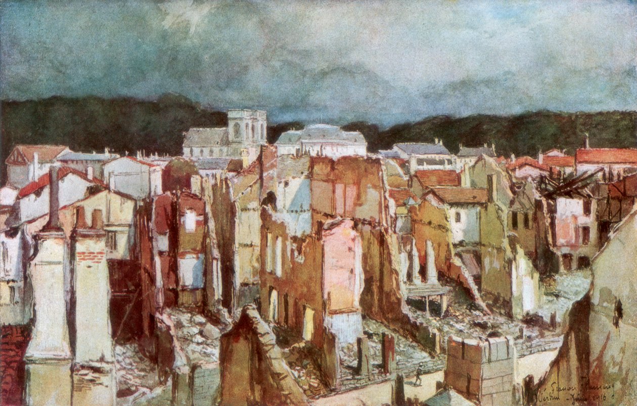 Ruinerna av Verdun, juni 1916, 1926. av Francois Flameng