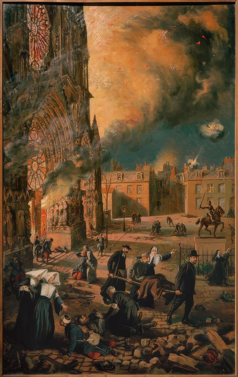 Reims katedral i brand av Francois Fournier Sarloveze