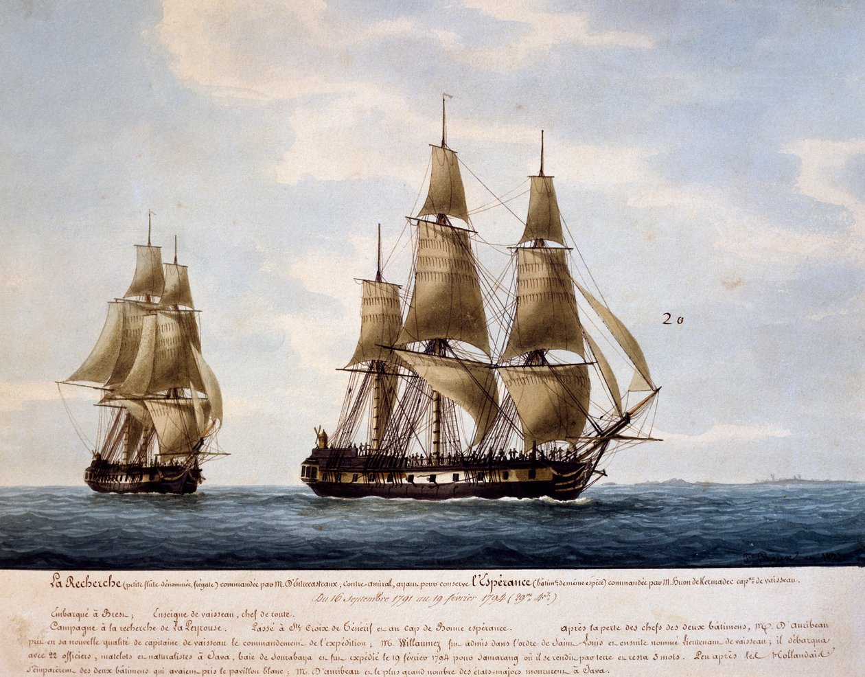 Tall ships Recherche och Esperance, anställd av Antoine Bruny d