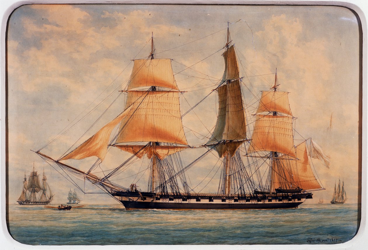 Korvetten La Favorita, akvarell av Francois Roux (1811-1882), Frankrike av Francois Geoffroy Roux