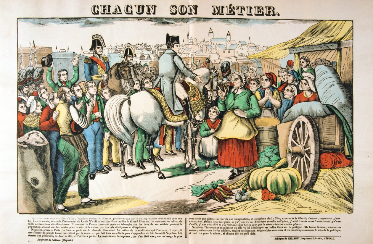 Napoleons återvänder till Paris från ön Elba, 1815, c1835 av Francois Georgin