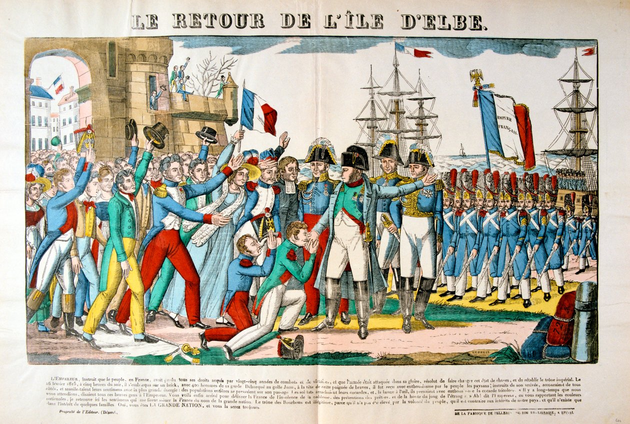 Napoleons återkomst från Isle of Elba, 26 februari 1815, c1835 av Francois Georgin