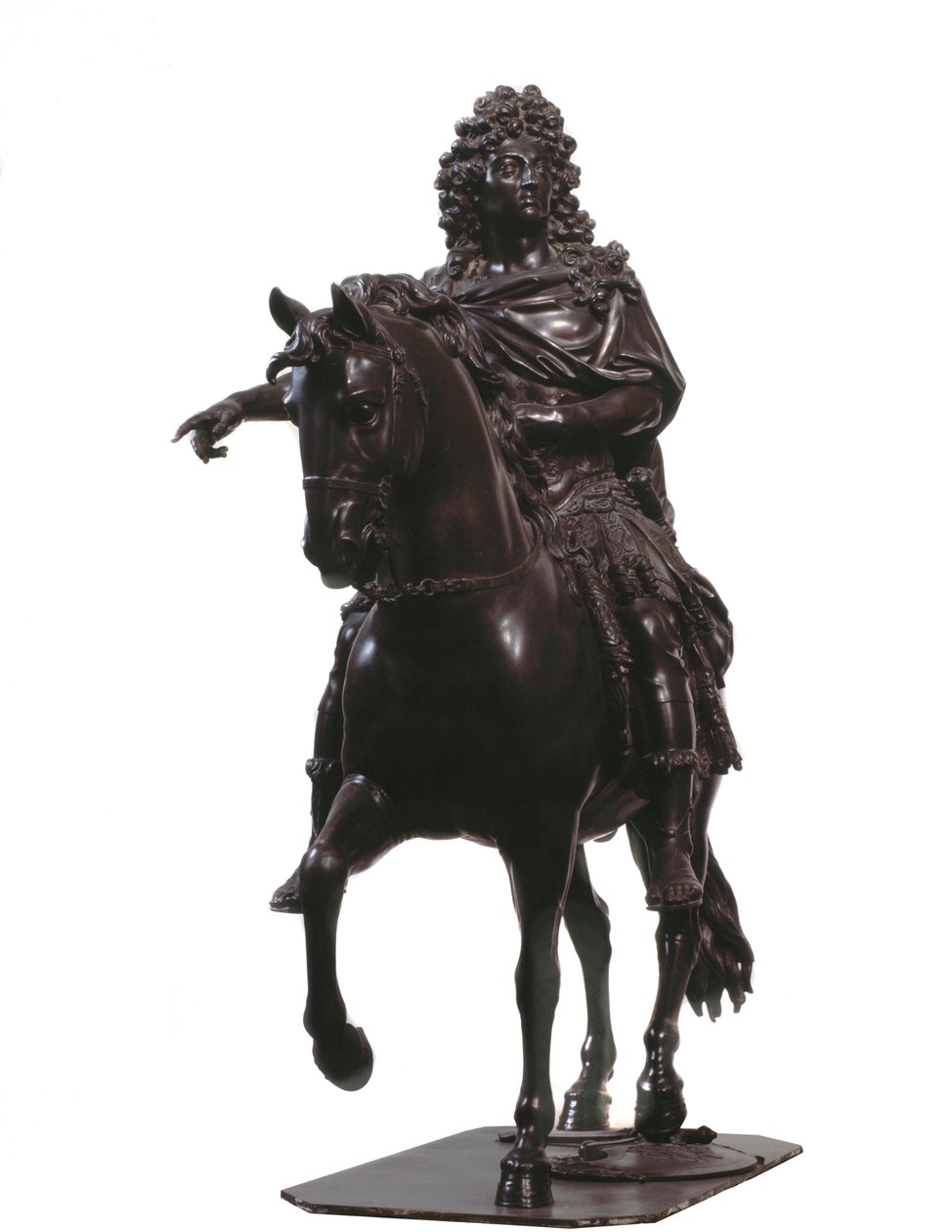 Ridsporträtt av kungen av Frankrike Ludvig XIV (bronsskulptur av Francois Girardon