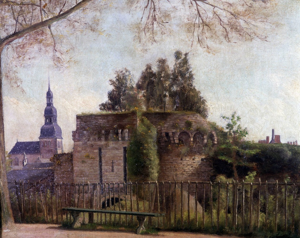 De "stora diken" vid porten till St Malo i Dinan - av F. Gombeaux, sent 1800-tal av Francois Gombeaux