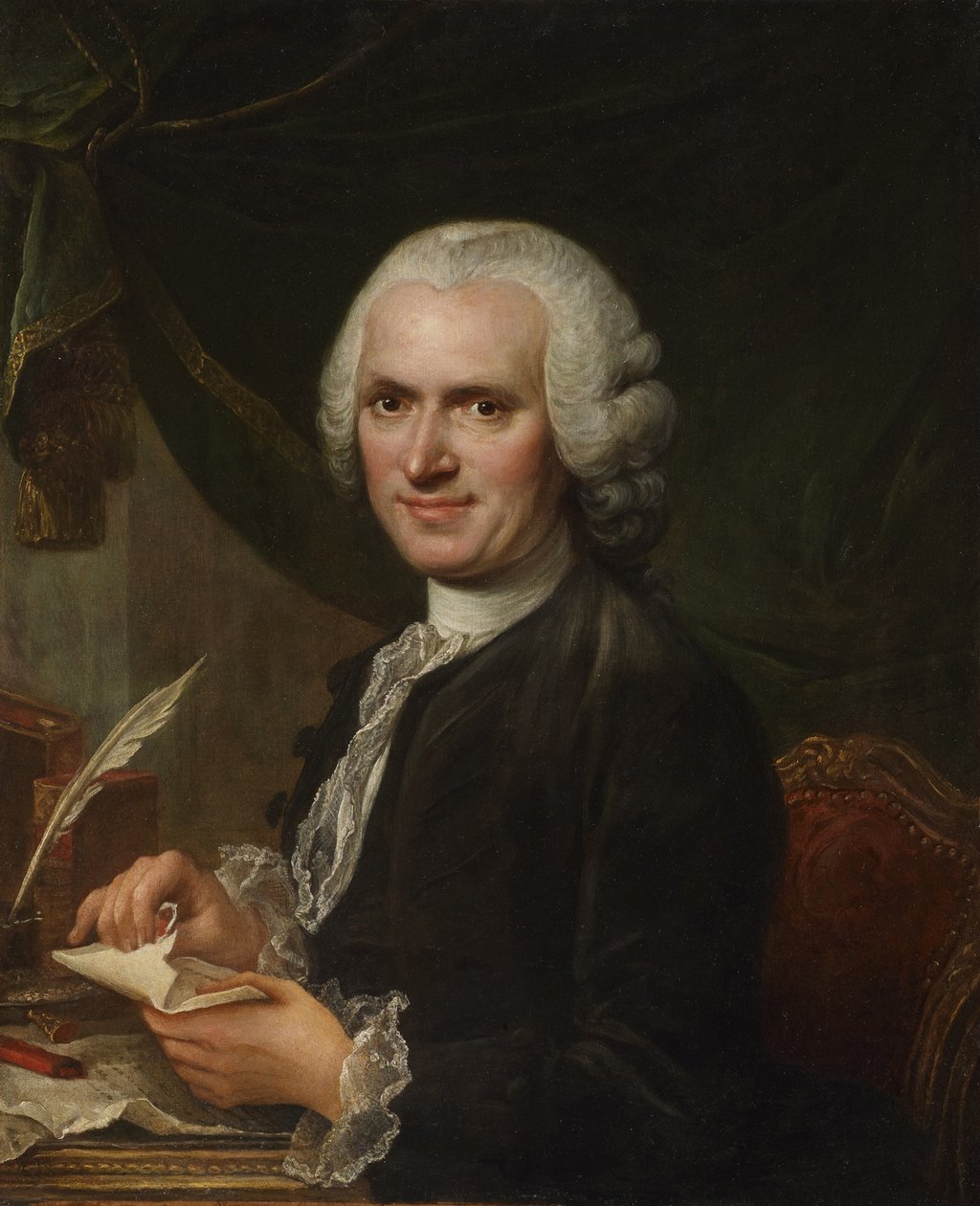 Porträtt av Jean-Jacques Rousseau 1712-1778. av Francois Guérin