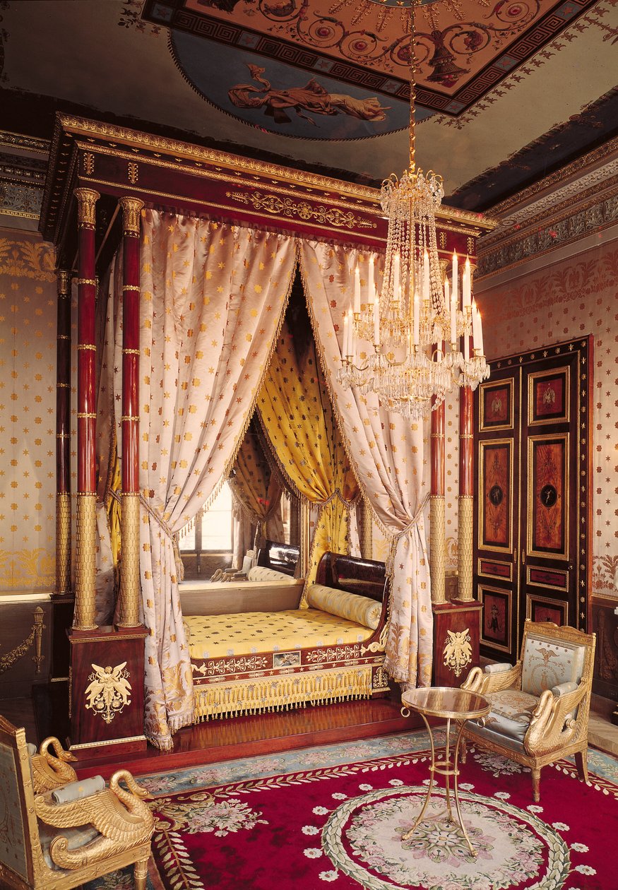 Sovrum för drottning Hortense de Beauharnais (1783-1837) av Francois Honore Georges Jacob Desmalter