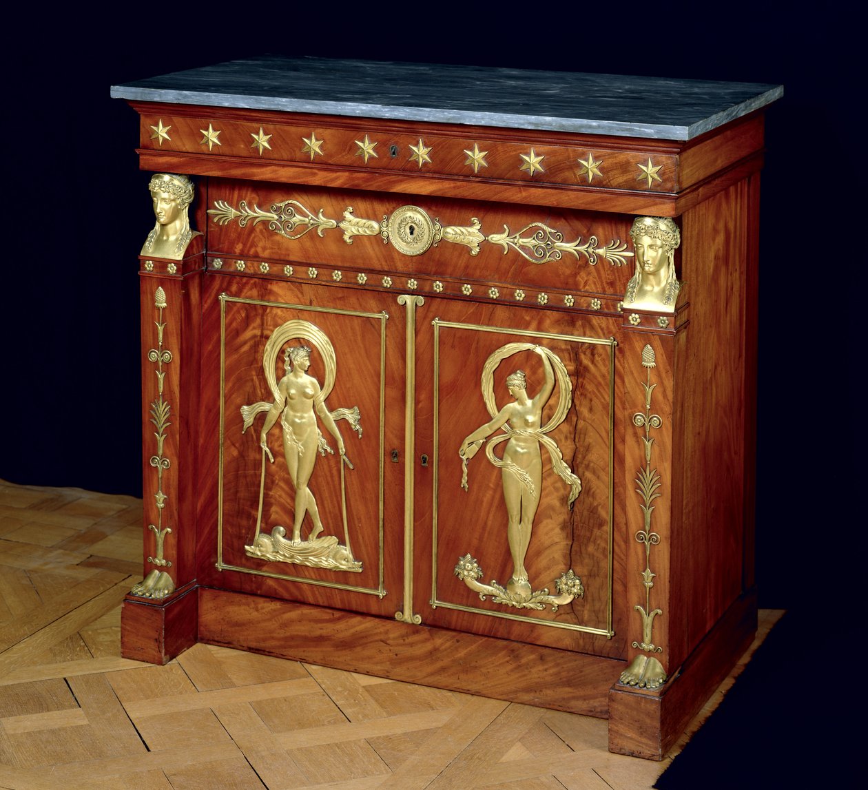 Skänk, ca 1810 (trä och marmor) av Francois Honore Georges Jacob Desmalter